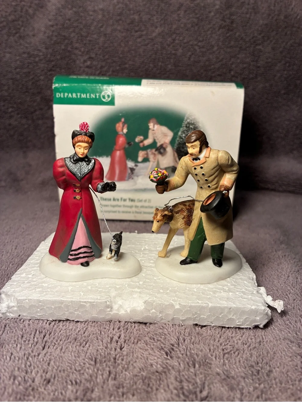 Department 56 Dickens Village Couple Figurine Set in Red and Tan